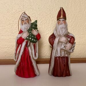 Set of 2 vintage old world Santa ornaments